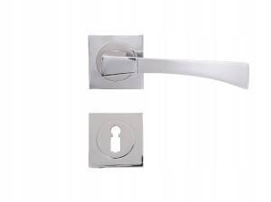 KLAMKA DRZWIOWA SZYLD DOLNY NA KLUCZ NIKIEL CUBA ZESTAW