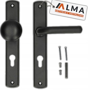 KLAMKA GAŁKO-KLAMKA DO BRAM FURTEK 72 NA WKŁADKĘ CZARNA PRAWA LAKIEROWANA