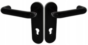 KLAMKA DRZWIOWA BEZPIECZNA 9x9x170 DŁUGI SZYLD WB 72mm P.POŻ CZARNY POŁYSK