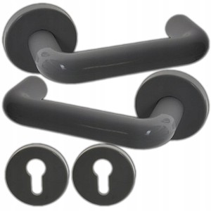 KLAMKA DRZWIOWA BEZPIECZNA 9x9x170 Z SZYLDEM NA WKŁADKĘ P.POŻ SZARY POŁYSK