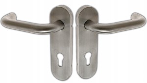 KLAMKA DRZWIOWA DO DRZWI 72mm NA WKŁADKĘ T-9MM STAL NIERDZEWNA SZYLD 170MM