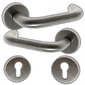 KLAMKA DRZWIOWA DO DRZWI STAL NIERDZEWNA INOX Z TARCZKĄ OKRĄGŁĄ T-8mm