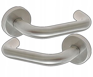 KLAMKA DRZWIOWA DO DRZWI STAL NIERDZEWNA INOX Z TARCZKĄ OKRĄGŁĄ T-8mm