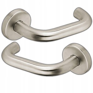 KLAMKA DRZWIOWA DO DRZWI BEZPIECZNA ZEPHIR STAL NIERDZEWNA Z ROZETĄ T-8mm