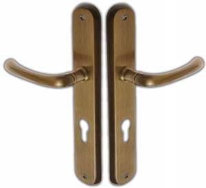 KLAMKA DRZWIOWA DO DRZWI GAJA SZYLD NA WKŁADKĘ 90 MOSIĘŻNA ODLEWANA PATYNA