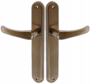 KLAMKA DRZWIOWA DO DRZWI CLASSIC DŁUGI SZYLD BEZ PRZEBICIA PATYNA