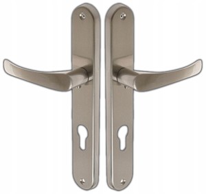 KLAMKA DRZWIOWA DO DRZWI CLASSIC DŁUGI SZYLD NA WKŁADKĘ 90 NIKIEL SATYNA