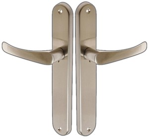 KLAMKA DRZWIOWA DO DRZWI CLASSIC DŁUGI SZYLD BEZ PRZEBICIA NIKIEL SATYNA