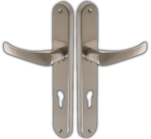 KLAMKA DRZWIOWA DO DRZWI CLASSIC DŁUGI SZYLD NA WKŁADKĘ 72 NIKIEL SATYNA