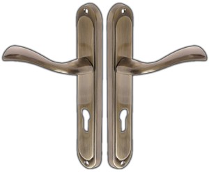 KLAMKA DRZWIOWA DO DRZWI WYTRZYMAŁA MORUS 72 SZYLD NA WKŁADKĘ PATYNA