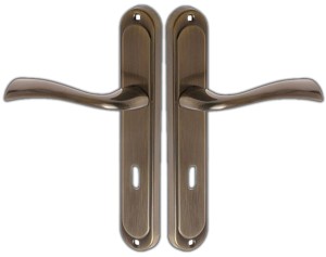 KLAMKA DRZWIOWA DO DRZWI WYTRZYMAŁA MORUS 72 SZYLD NA KLUCZ PATYNA