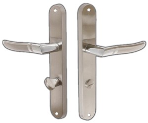 KLAMKA DRZWIOWA DO DRZWI WYTRZYMAŁA CORNUS 72 SZYLD WC NIKIEL SATYNA