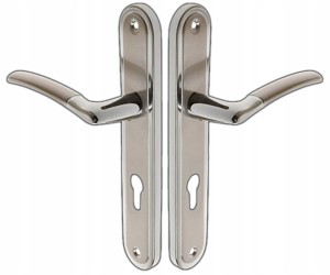 KLAMKA DRZWIOWA DO DRZWI WYTRZYMAŁA LARIX 72 SZYLD NA WKŁADKĘ NIKIEL SATYNA