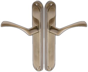 KLAMKA DRZWIOWA ZE WSPOMAGANIEM DO DRZWI SALIX BEZ PRZEBICIA PATYNA