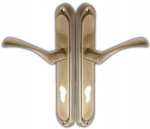 KLAMKA DRZWIOWA ZE WSPOMAGANIEM DO DRZWI SALIX 72 SZYLD NA WKŁADKĘ PATYNA