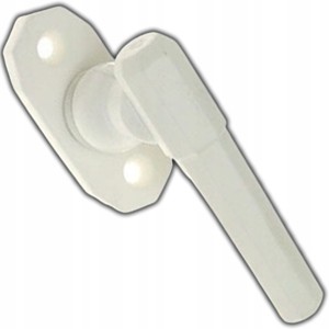 KLAMECZKA OKIENNA KLAMKA DO OKNA 1 RAMIENNA BIAŁA PLASTIKOWA Z TRZPIENIEM