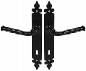 KLAMKA OZDOBNA DRZWIOWA DO DRZWI FURTEK I BRAM DŁUGA NA KLUCZ CZARNA 72
