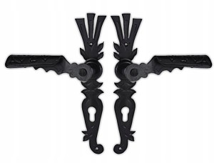 KLAMKA OZDOBNA DRZWIOWA DO DRZWI KUTA CZARNA NA WKŁAD 90 TRZPIEŃ 8MM