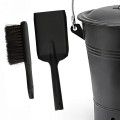 Wiadro na popiół i śmieci 12 l + zmiotka i łopatka - metalowe - kolor: czarny