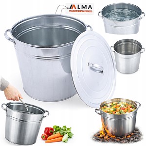 KOCIOŁ GARN GARNEK METALOWY OCYNKOWANY GALWA 32L POKRYWA WKŁAD PERFOROWANY