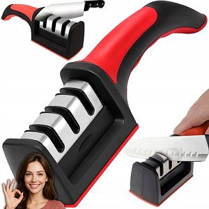 OSTRZAŁKA DO NOŻY STANDARDOWA 3 ETAPY OSTRZENIA WYGODNY UCHWYT UNIWERSALNA