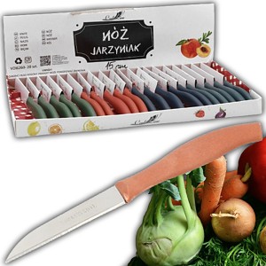 NÓŻ DO WARZYW OWOCÓW JARZYNIAK 15cm OSTRZE 7cm 1 SZTUKA MIX KOLORÓW