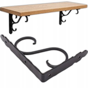 KĄTOWNIK WSPORNIK POD PÓŁKI DO MONTAŻU 30X15CM RETRO CZARNY UNIWERSALNY