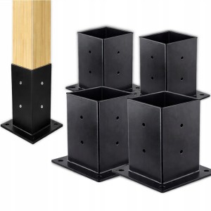 4x PODSTAWA SŁUPA PRZYKRĘCANA DO BETONU WSPORNIK BELKI KOTWA 120X120 CZARNA