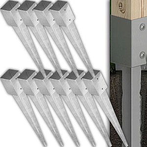 PODSTAWA SŁUPA WBIJANA WSPORNIK BELKI KOTWA MOCNA 50x50x600MM KOMPLET 10x