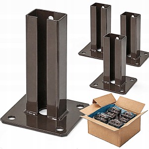 PODSTAWA SŁUPKA OGRODZENIA PANELOWEGO STOPKA 60X40 BRĄZ KOMPLET 4 SZTUK