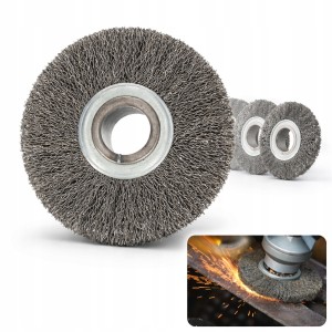SZCZOTKA TARCZOWA Z OTWOREM Fi 22mm Fi 120MM KARBOWANY HARTOWANY DRUT