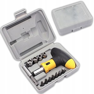 ŚRUBOKRĘT WKRĘTAK BIT Z GRZECHOTKĄ 13 BIT T - KRÓTKI CRV KOMPLET Z ETUI