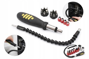 ŚRUBOKRĘT WKRĘTAK BIT Z GRZECHOTKĄ + 18 BIT ELASTYCZNY CrV Z GRZECHOTKĄ