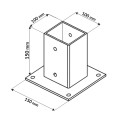 Wymiary podstawa słupa przykręcana 100X100 mm wspornik kotwa do altany