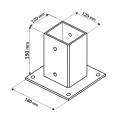 Wymiary podstawa słupa przykręcana 120 x 120 mm wspornik kotwa do altany