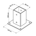 Wymiary Podstawa słupa przykręcana 80x80 mm wspornik kotwa do altany