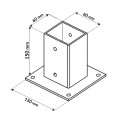 wymiary Podstawa słupa przykręcana 60x60 mm wspornik kotwa do altany