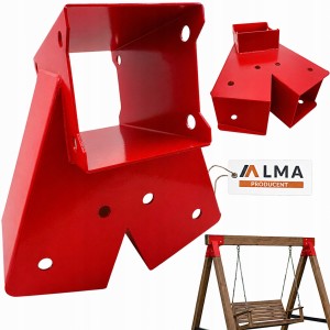 ŁĄCZNIK BELKI KWADRATOWEJ 100° 92x170x214x2.0 KARMINOWY MOCNY DO HUŚTAWKI