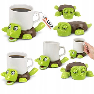 PODSTAWKA POD KUBEK ZGNIECIONY ZÓŁW ŚMIESZNY GADŻET NA BIURKO PREZENT