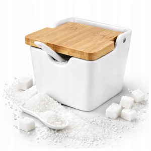 CUKIERNICZKA CUKIERNICA CERAMICZNA BIAŁA Z UCHYLNĄ POKRYWĄ POJEMNIK 250ml