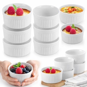 MISECZKI DO ZAPIEKANIA ŻAROODPORNE CERAMICZNE OKRĄGŁE BIAŁE 6x 250ml
