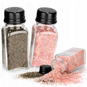 SOLNICZKA I PIEPRZNICZKA SZKLANA DUŻA PRZYPRAWNIKI DO SOLI PIEPRZU 80ml 2x
