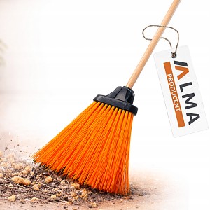 ZAMIATACZ MIOTŁA SZCZOTKA 32 CM GĘSTE WŁÓKNO PET TRZON DREWNIANY 120 cm