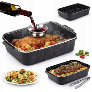 BRYTFANNA NON-STICK NIEPRZYWIERAJĄCA GRANITOWA Z POKRYWĄ 7,5 l, 41x26x16 cm