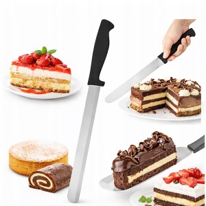 NÓŻ KUCHENNY CUKIERNICZY DO TORTU CIASTA BISZKOPTU STALOWY DŁUGI GŁADKI