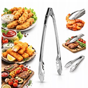 SZCZYPCE STALOWE GRILLOWE KUCHENNE DO NAKŁADANIA SERWOWANIA GRILLA 30cm