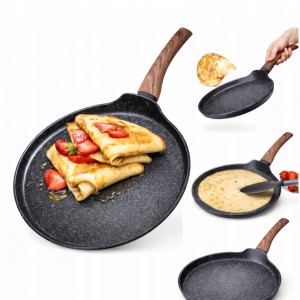 PATELNIA DO NALEŚNIKÓW OMLETÓW GRANITOWA MOCNA CZARNA UNIWERSALNA Fi 26cm