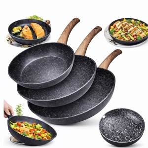 ZESTAW PATELNI GRANITOWYCH KOMPLET 3 SZTUK UNIWERSALNE TRWAŁE 20-24-28 cm