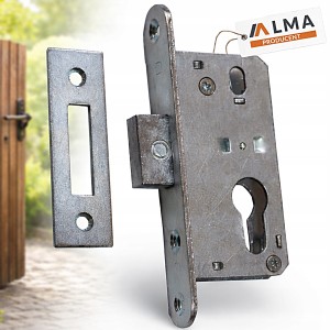 ZAMEK WPUSZCZANY KRÓTKI ZASUWKOWY DO DRZWI METALOWYCH FURTKI BRAMOWY 34/50