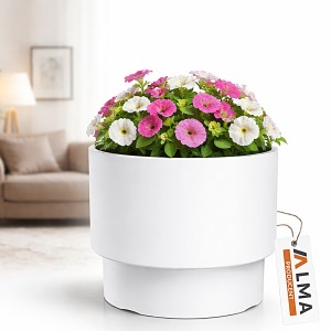 DONICZKA OWALNA STYLOWA OZDOBNA OSŁONKA ODPORNA DO KWIATÓW BIAŁA 298mm